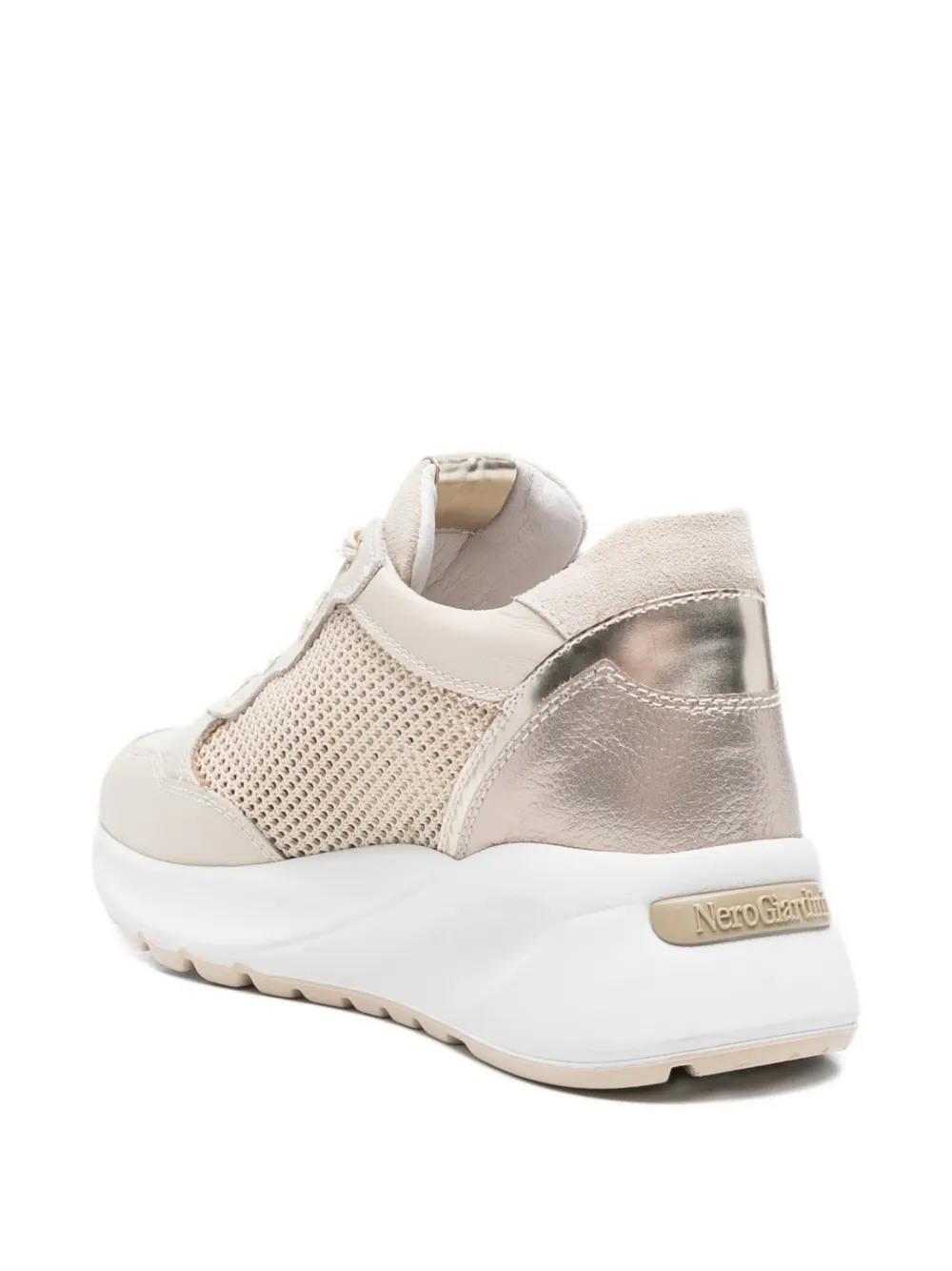 NERO GIARDINI Geperforeerde leren sneakers Beige