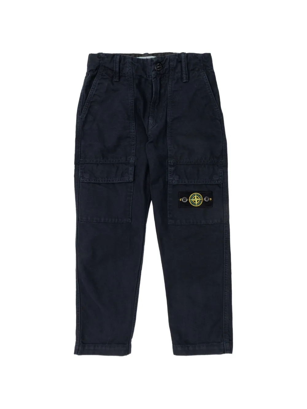 Stone Island Junior logo-patch cargo-pockets trousers - Blu