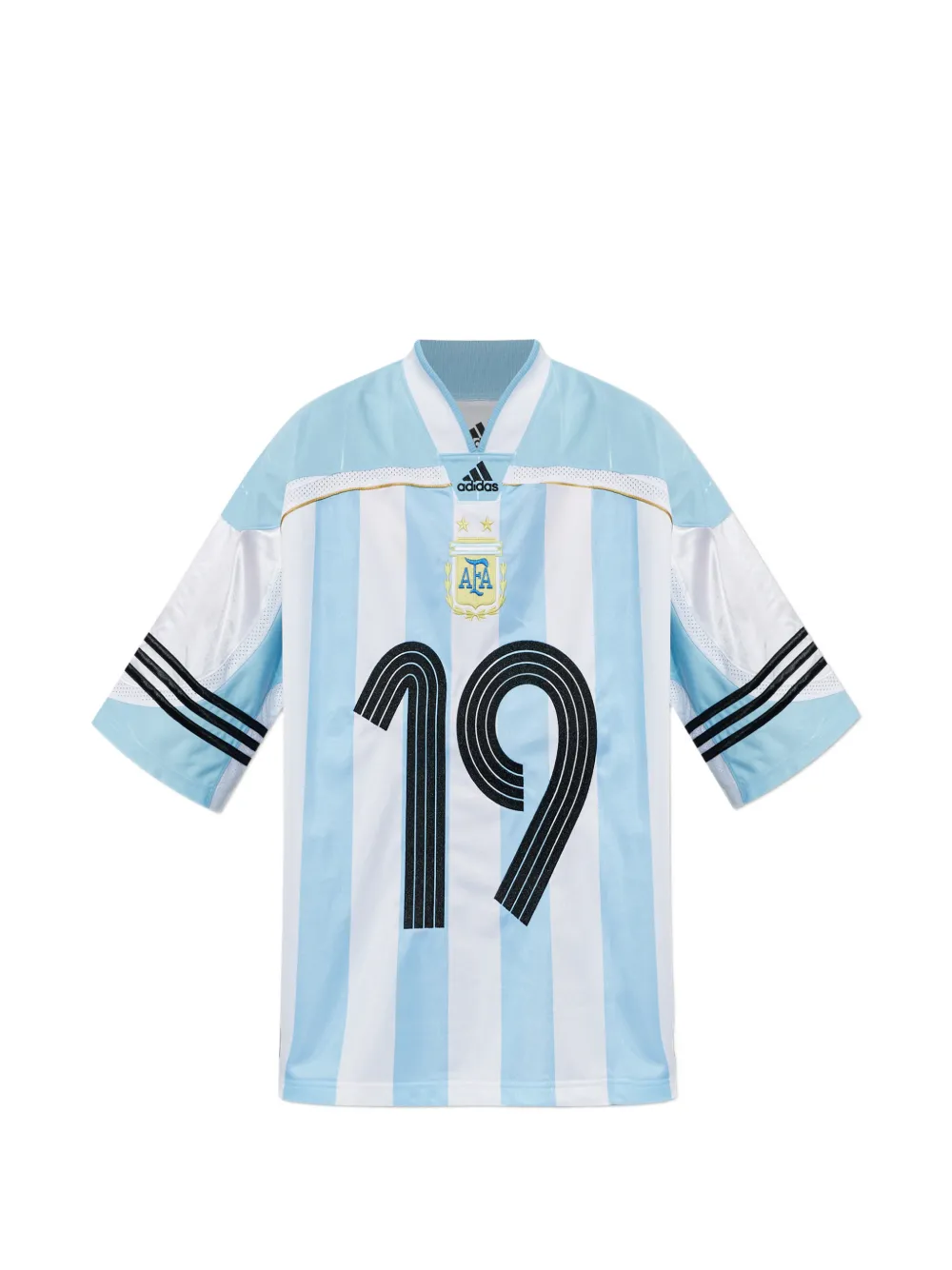 adidas striped v-neck T-shirt - Blu