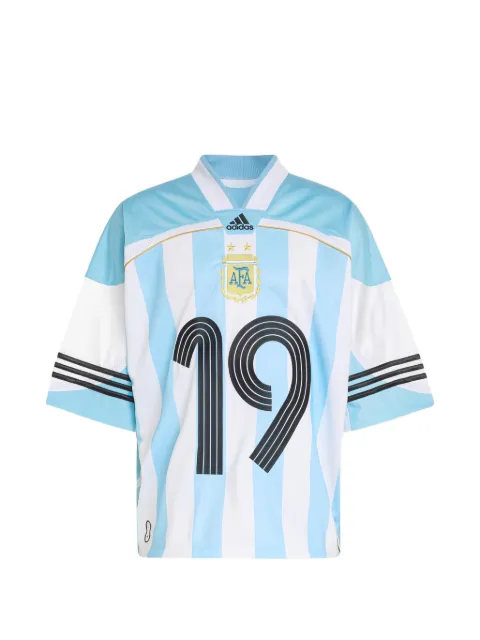 adidas striped v-neck T-shirt