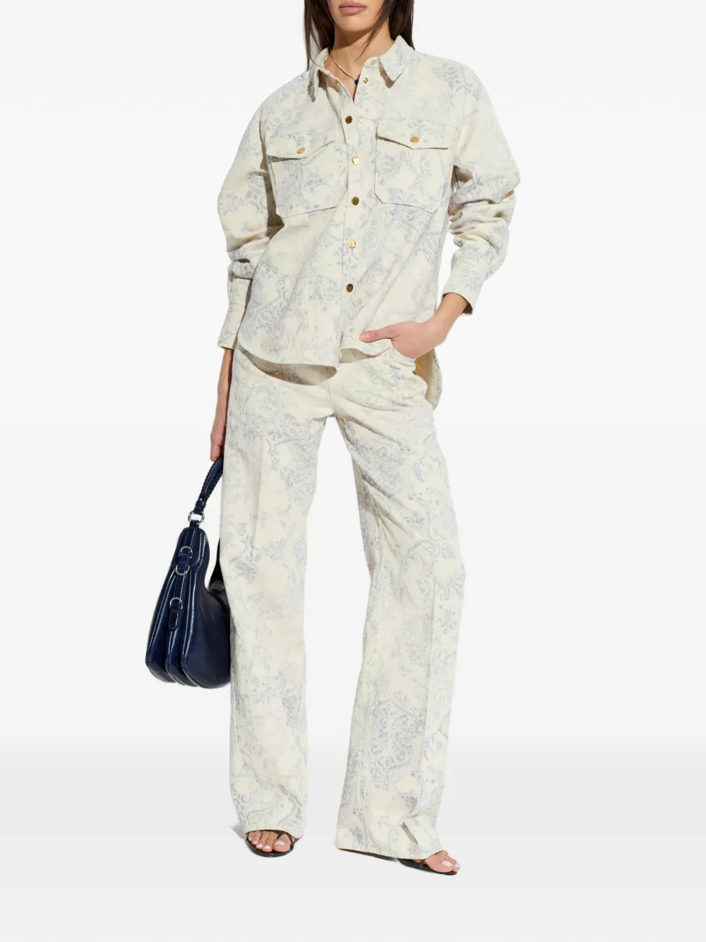  Forte Forte Floral-print Front-pockets Shirt - Neutrals 