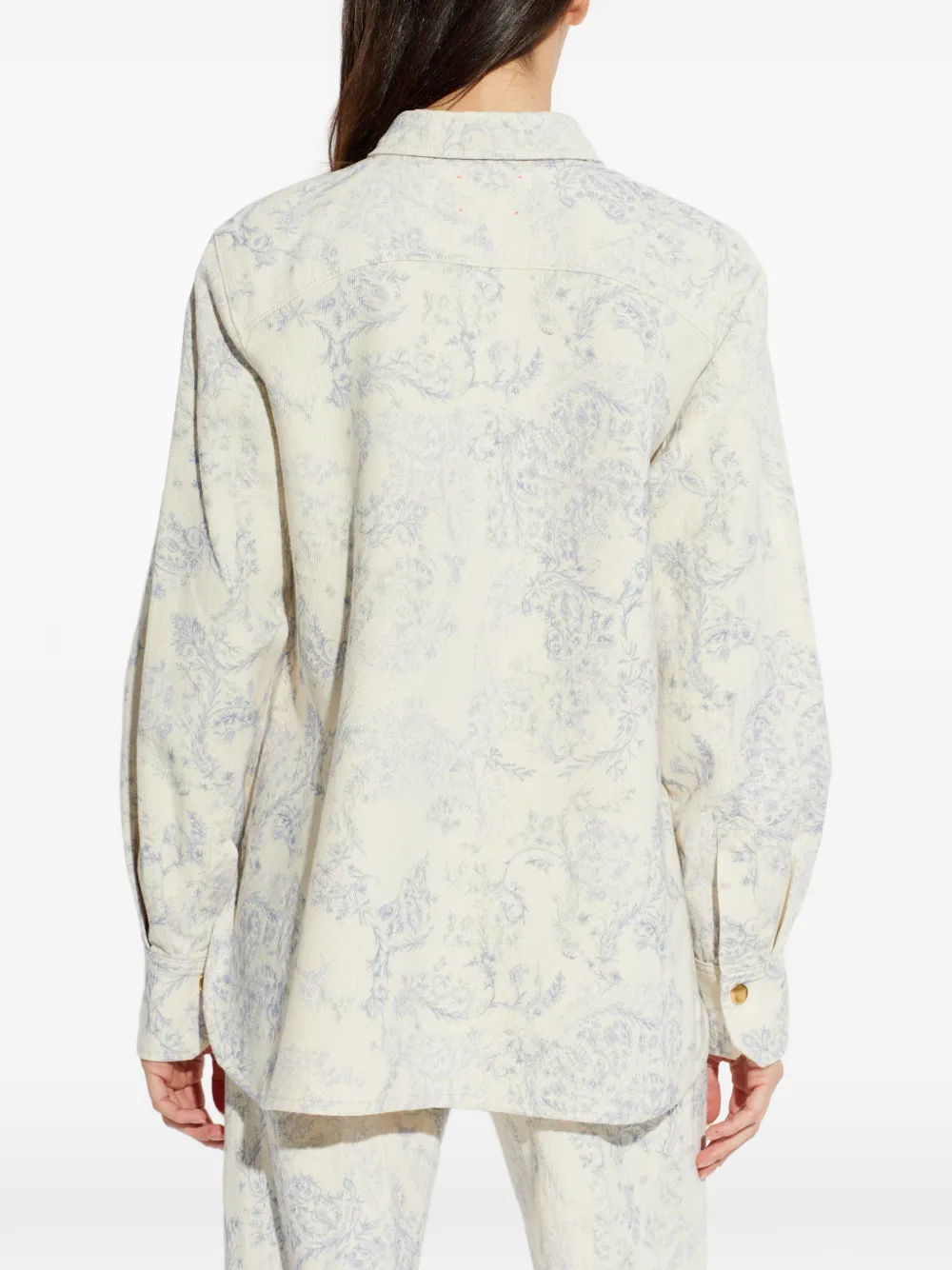 Forte Blouse met bloemenprint en zakken aan de voorkant Beige