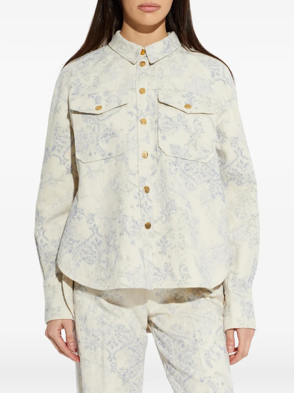  Forte Forte Floral-print Front-pockets Shirt - Neutrals 