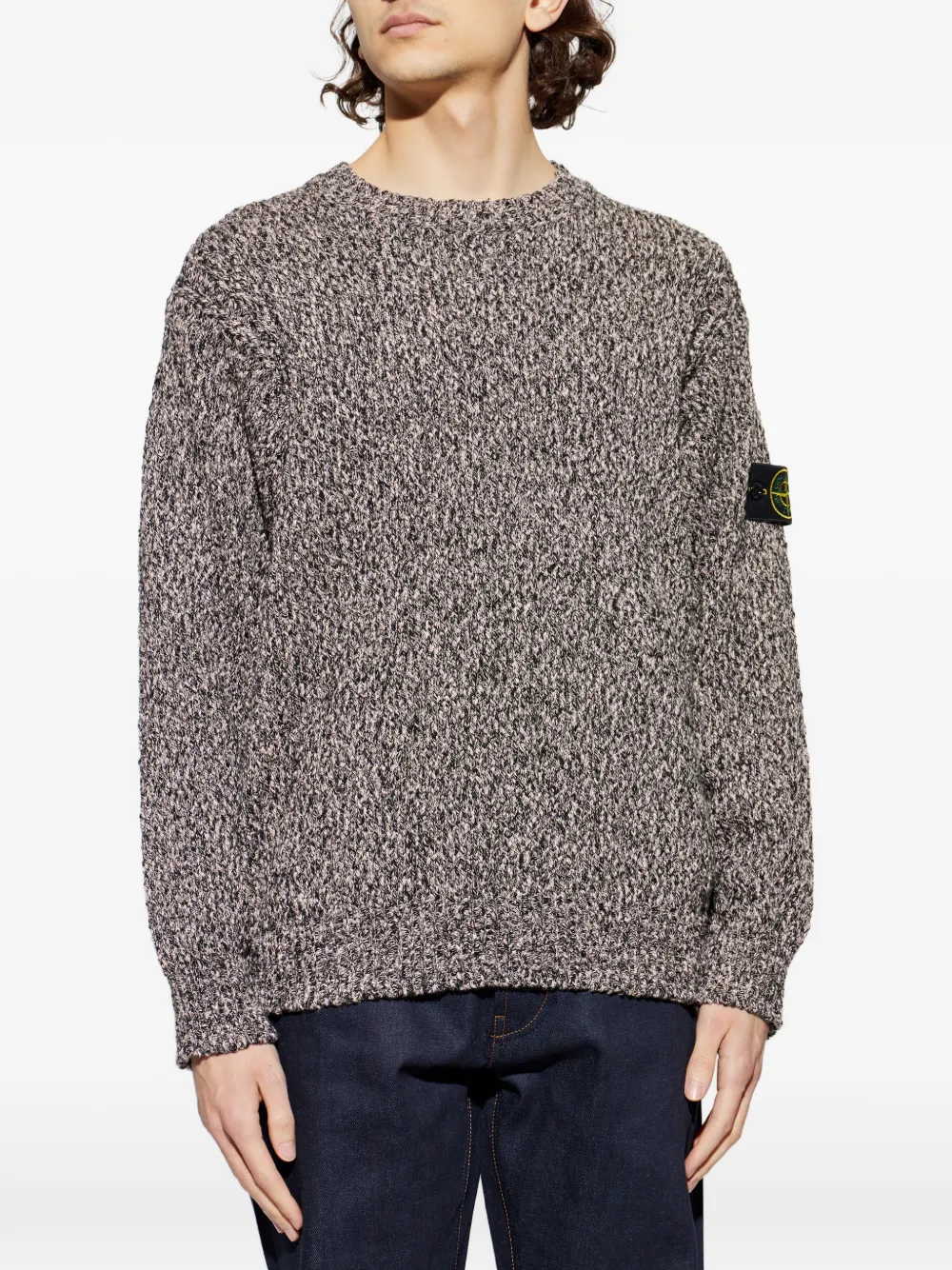  Stone Island Logo-patch Crew-neck Sweater - Neutrals 
