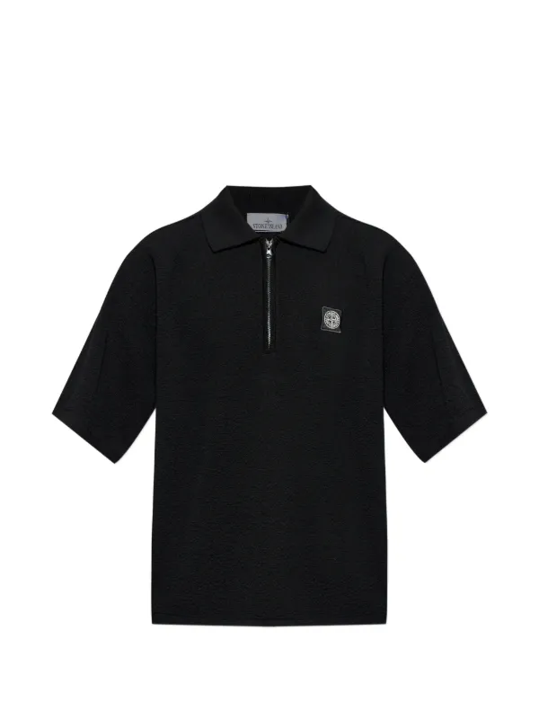 【Stone 】ポロシャツ ブラック L ほぼ未使用 Stone Island ジップ ポロシャツ | ブラック | FARFETCH JP