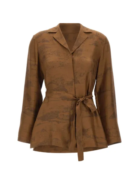 Max Mara Abituro landscape-print V-neck shirt