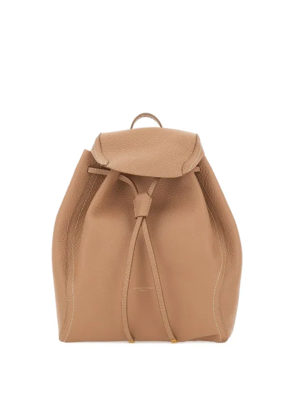 coccinelle brown leather ariel mini backpack Handcrafted the distinctive flap closure with plectrum is the symbol of Coccinelles identity GIANNI CHIARINI Violette contrast-stitch Drawstring