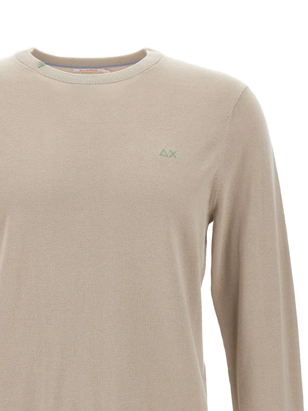 Sun68 Sweater met geborduurd logo en ronde hals Beige