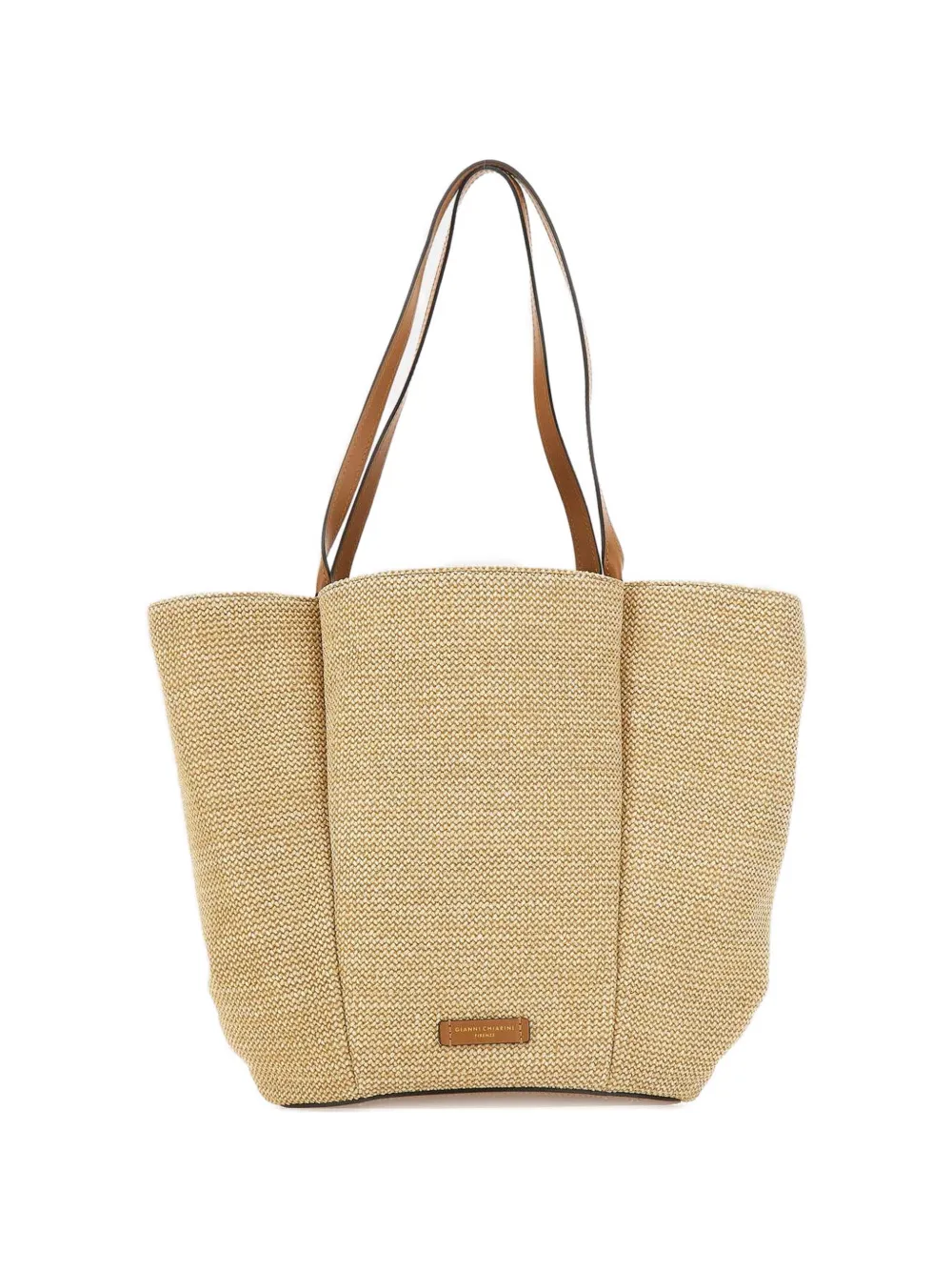 GIANNI CHIARINI Lily logo-patch shoulder bag - Toni neutri