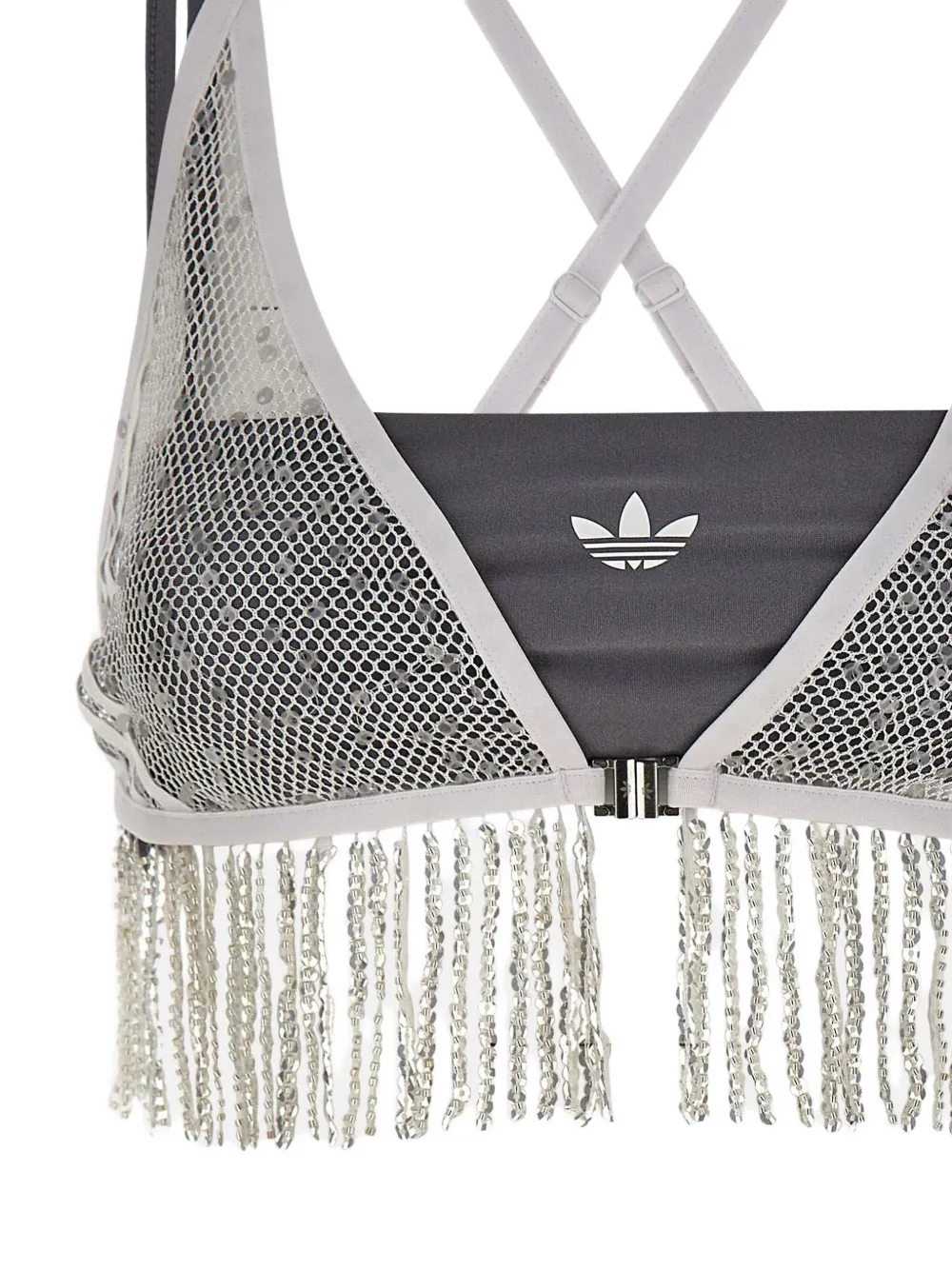 adidas Top met pailletten en franje Grijs
