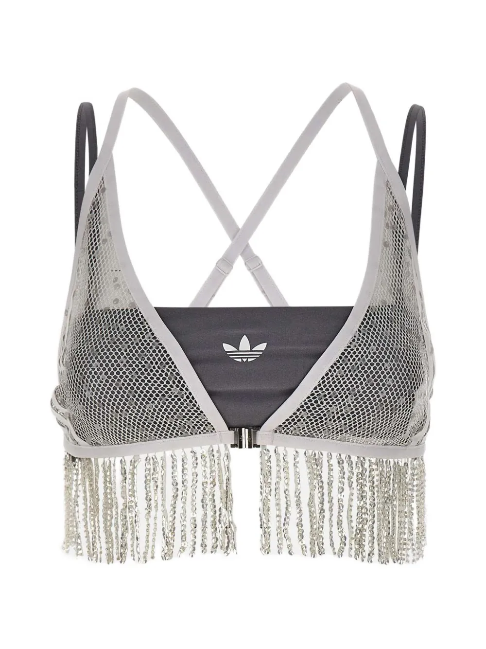 adidas sequin fringed set top - Grigio