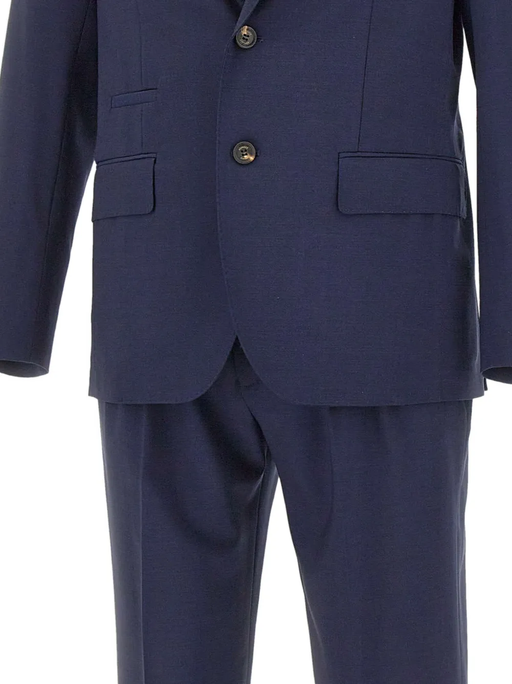 Eleventy Wollen pak met klepzakken Blauw