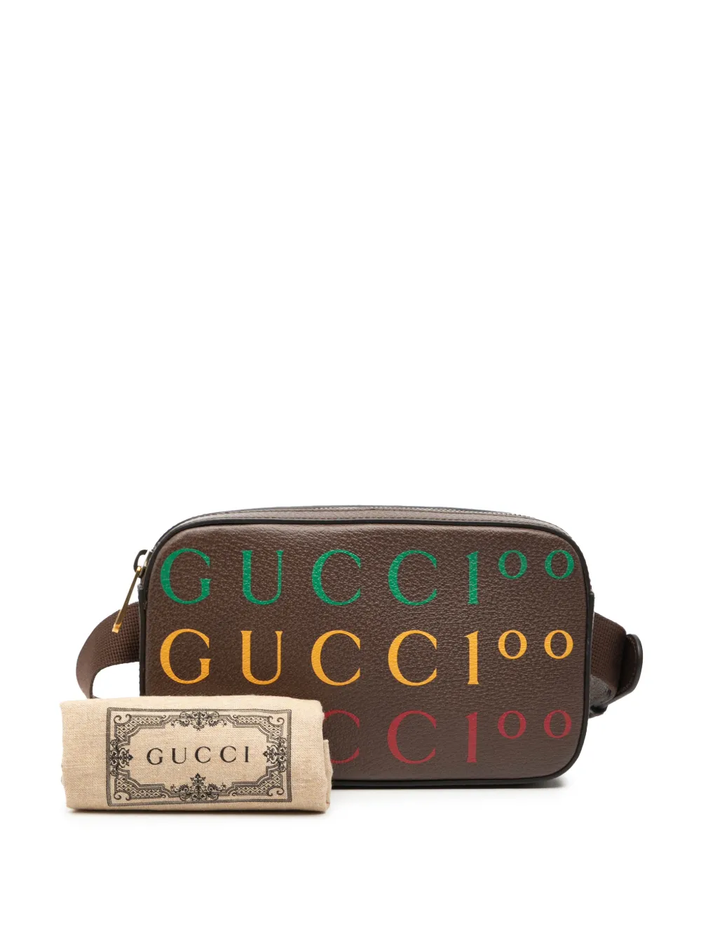 2016-2025 100th Anniversary Textured Dollar Calfskin Logo Belt Bag