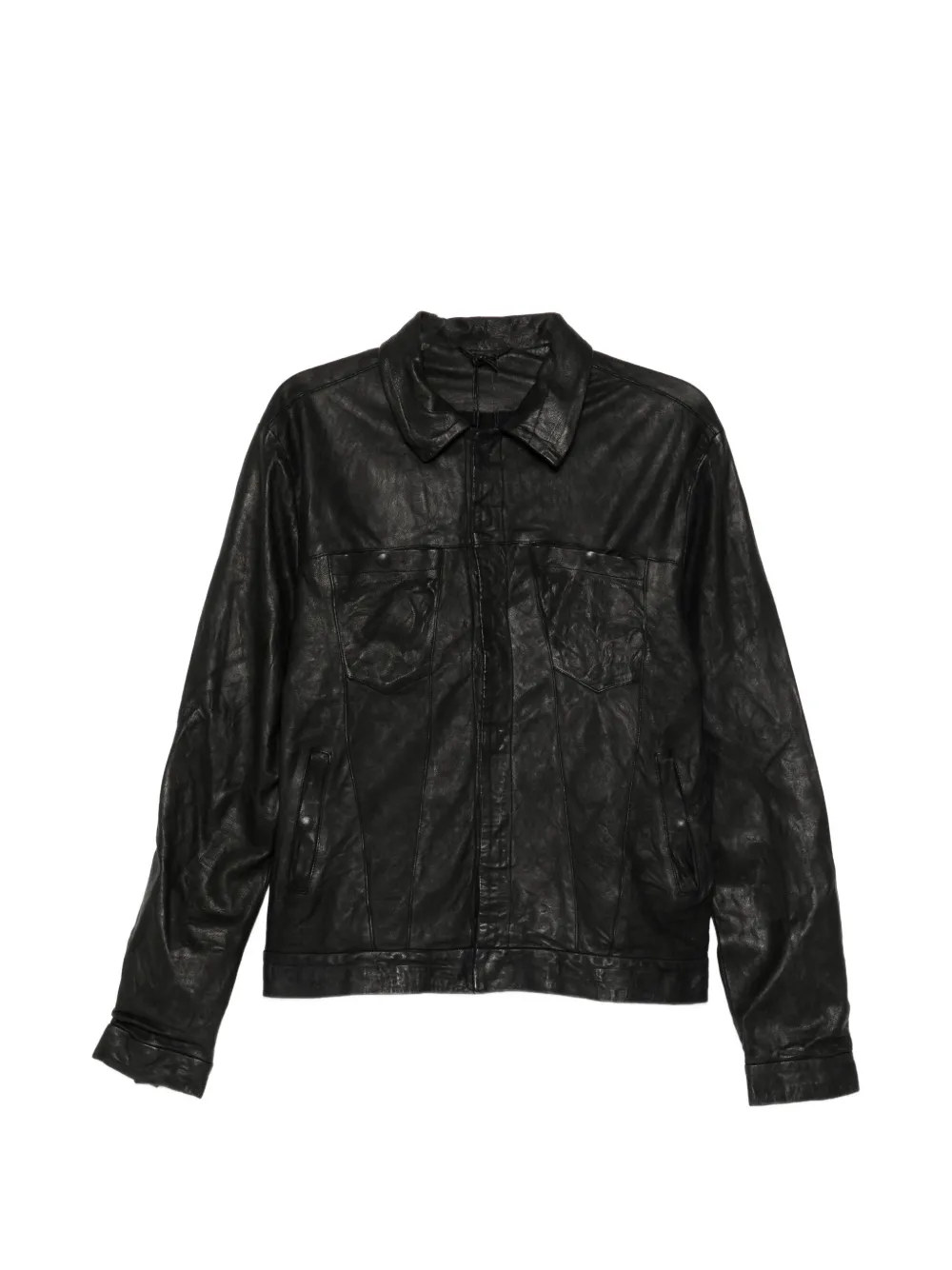 Giorgio Brato leather collared jacket - Nero