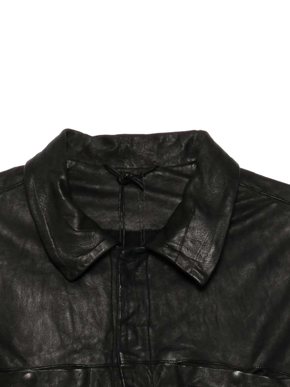 Giorgio Brato Leather Collared Jacket | Black | FARFETCH HK
