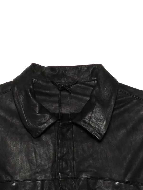 Giorgio Brato Leather Collared Jacket | Black | FARFETCH HK