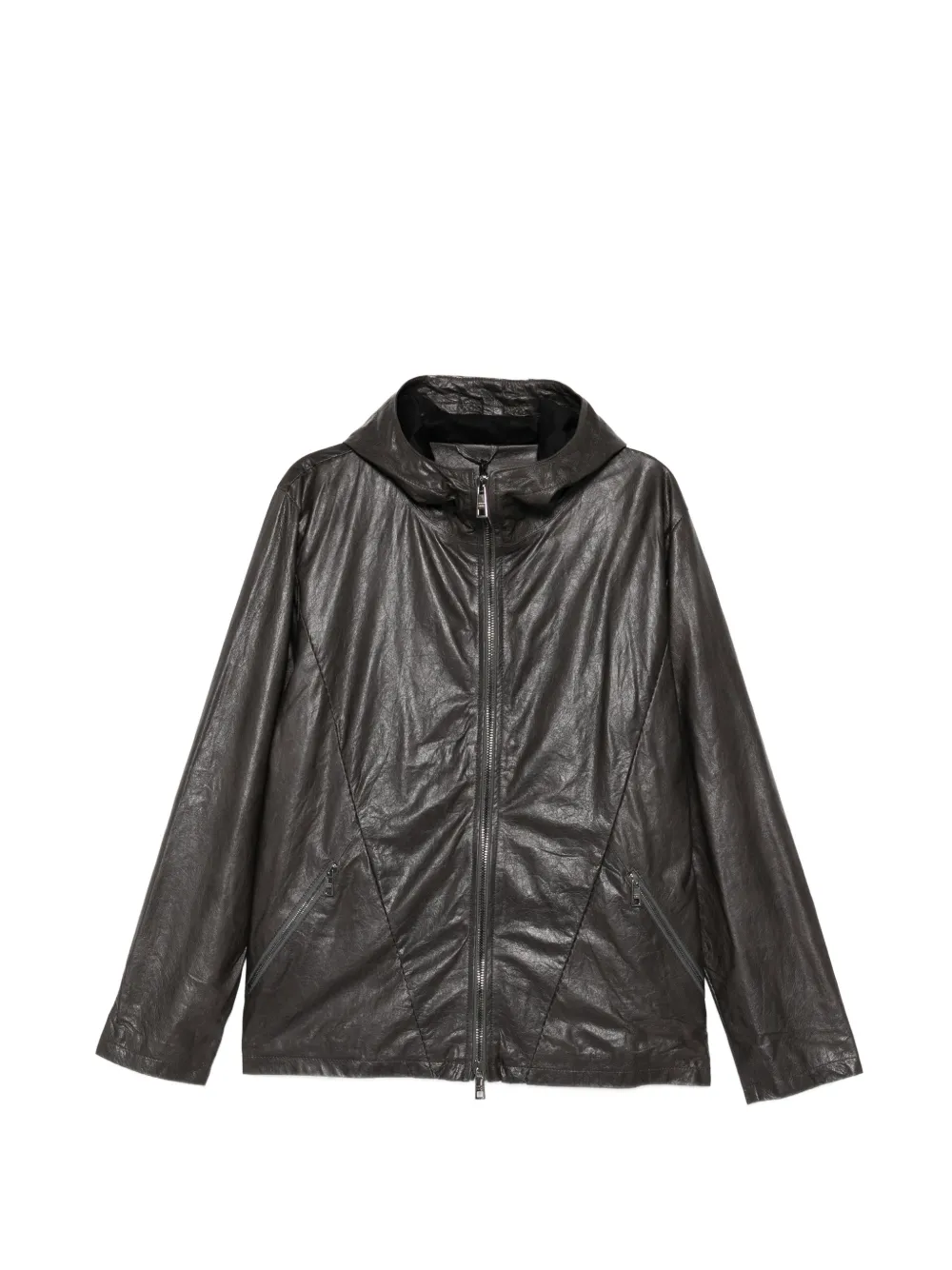 Giorgio Brato leather hooded jacket - Nero