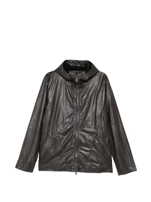 Giorgio Brato Leather Hooded Jacket | Black | FARFETCH AO