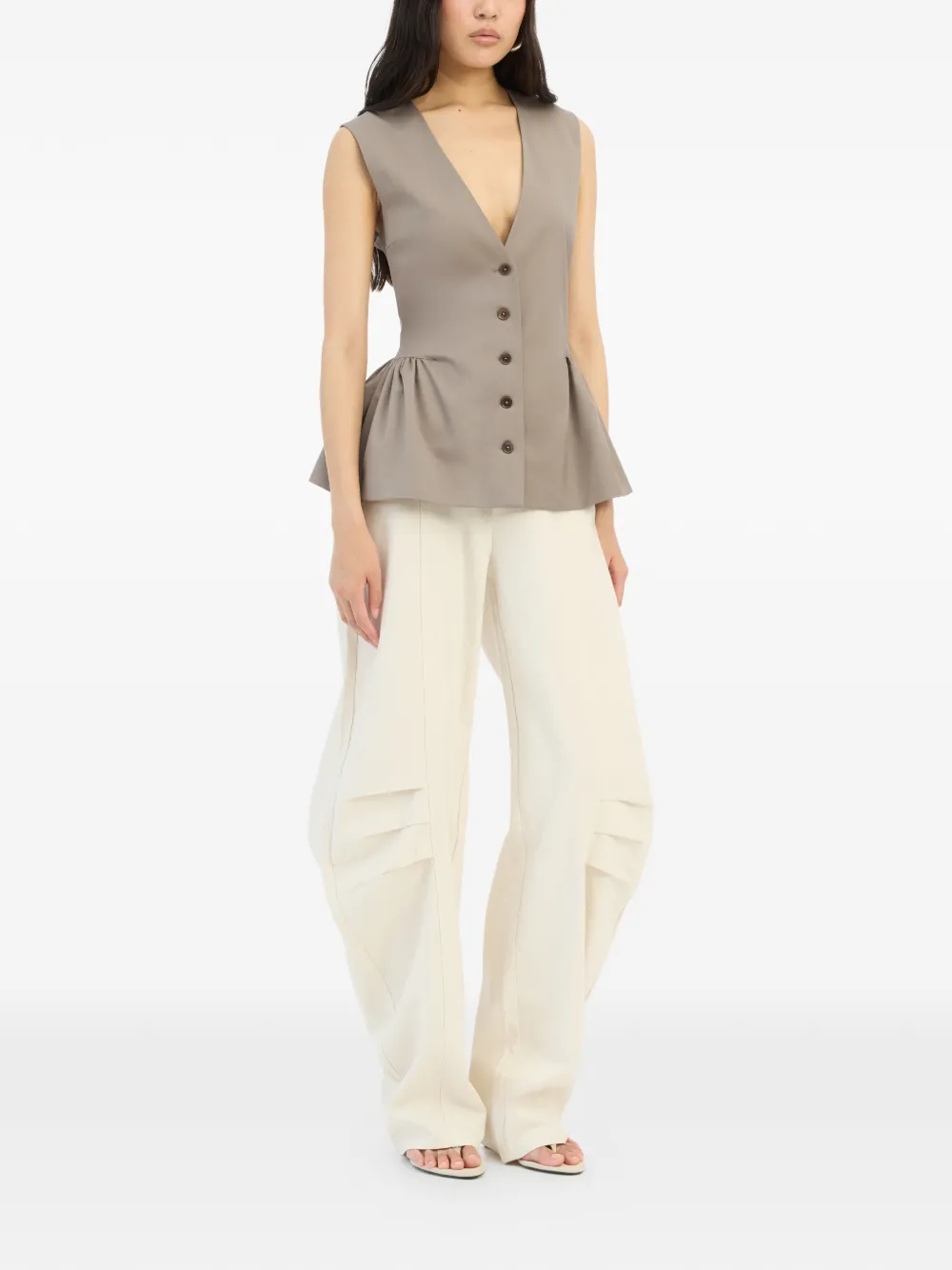 ROTATE BIRGER CHRISTENSEN Crème broek met toelopende pijpen Beige