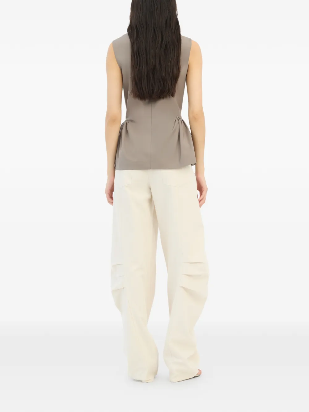ROTATE BIRGER CHRISTENSEN Crème broek met toelopende pijpen Beige