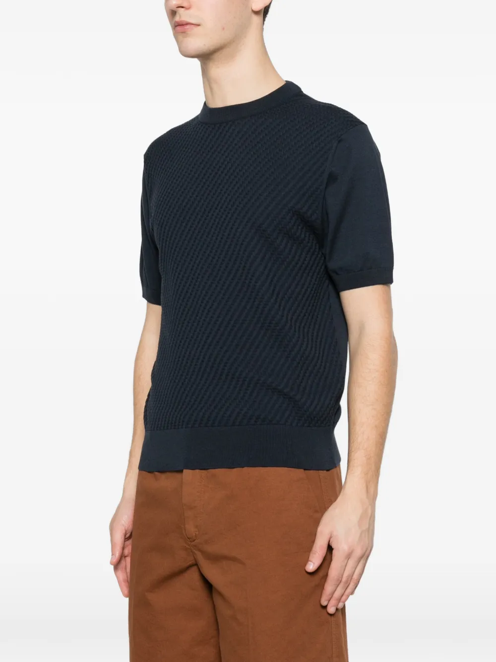 Canali T-shirt met textuur Blauw