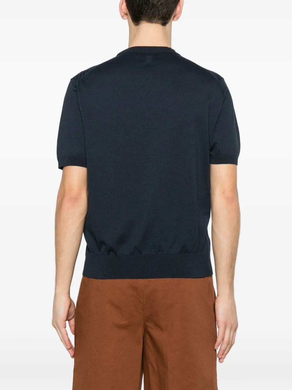 Canali T-shirt met textuur Blauw