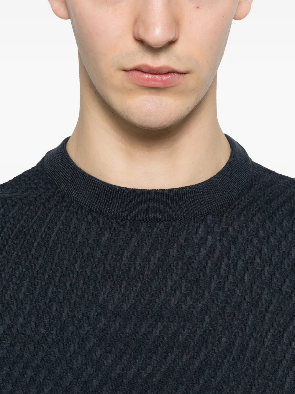 Canali T-shirt met textuur Blauw
