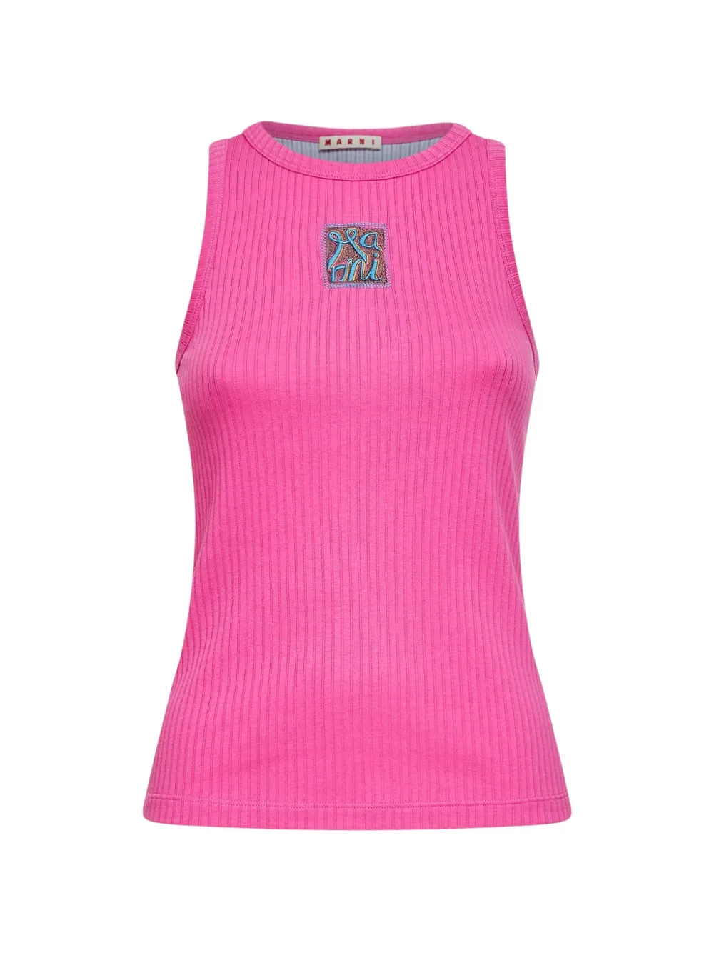 Marni embroidered ribbed top - Rosa