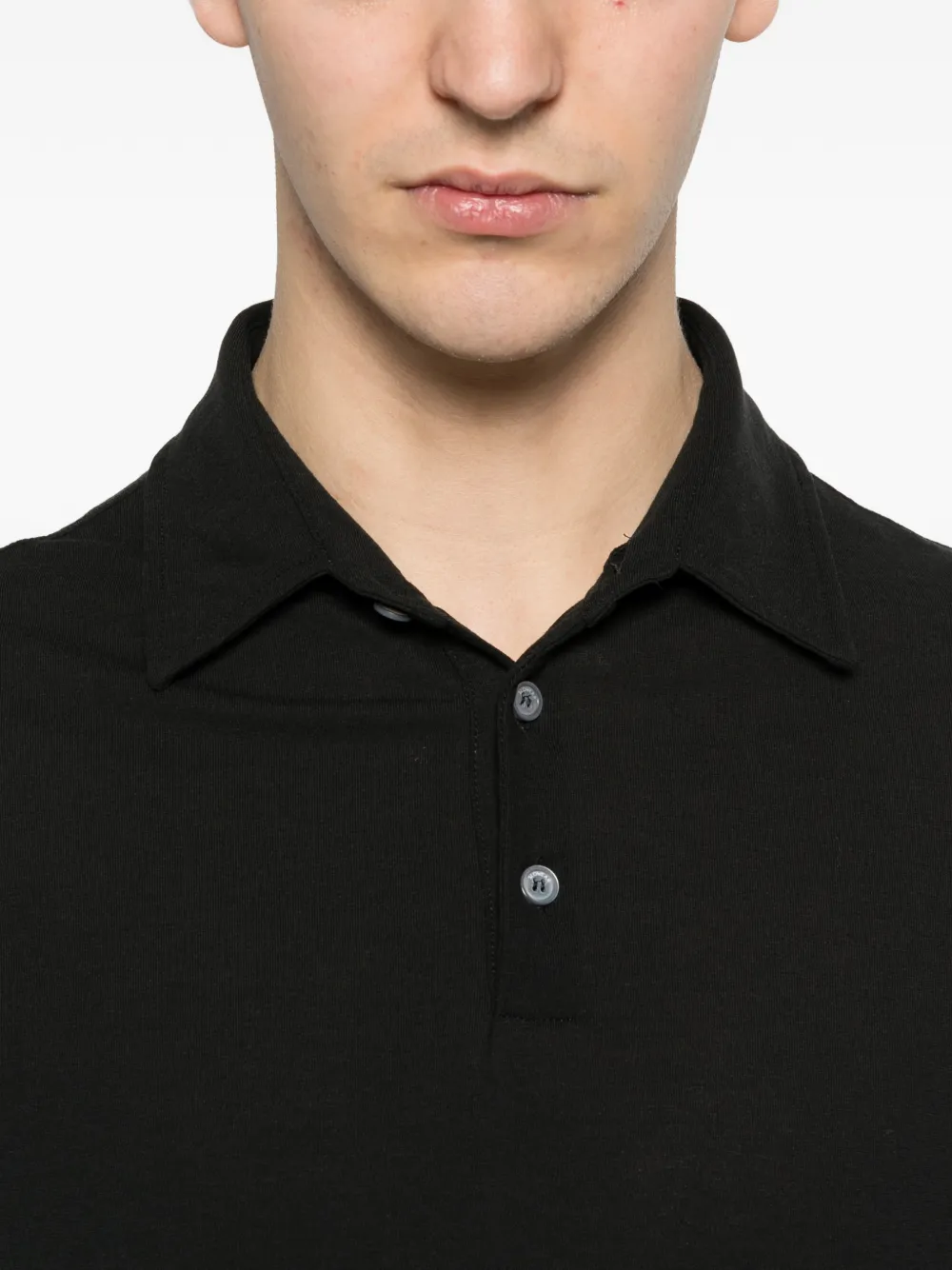 Zanone Poloshirt met knopen Zwart