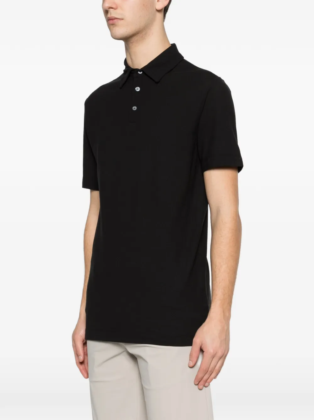Zanone Poloshirt met knopen Zwart