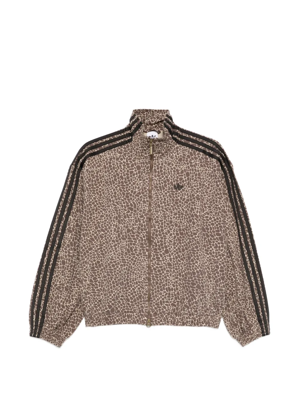 adidas three stripe animal print jacket - Marrone