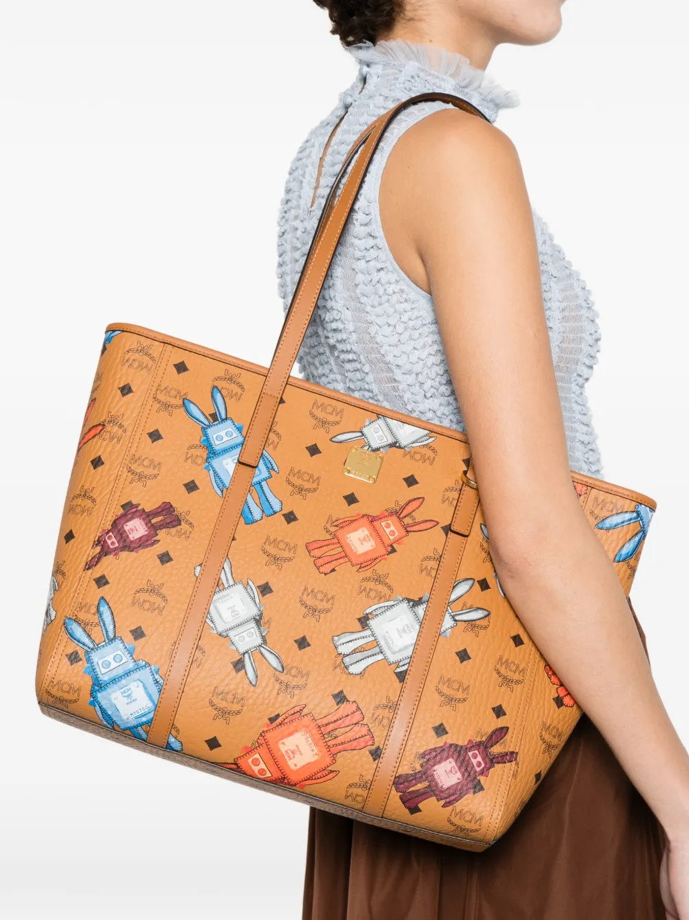  Mcm Logo-print Tote Bag - Brown 