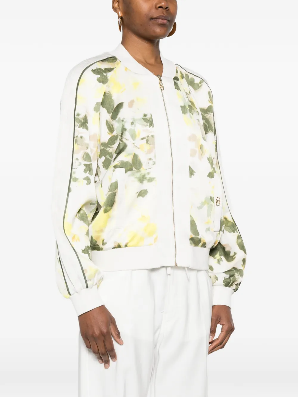  Liu Jo Floral Print Bomber Jacket - White 