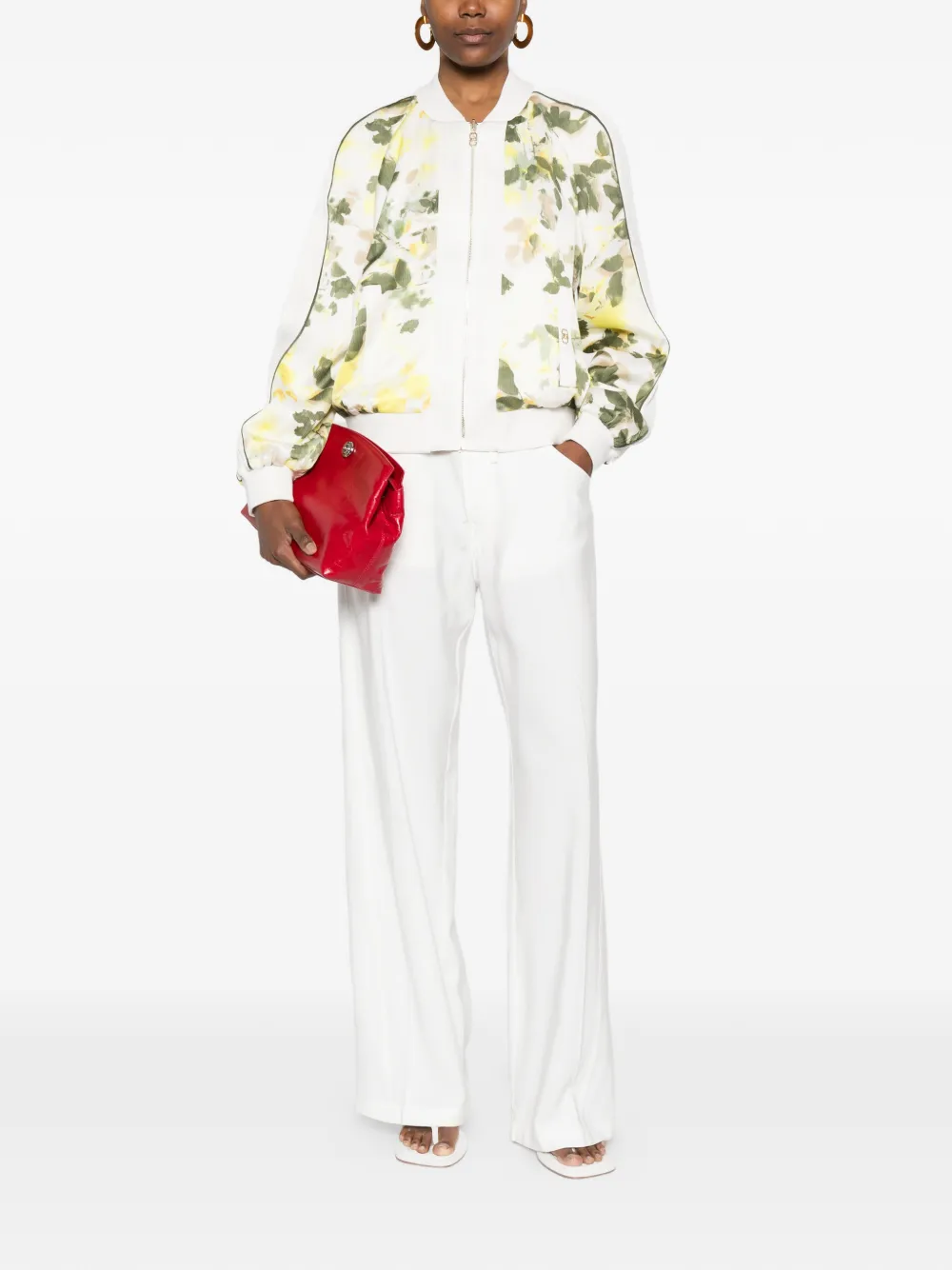  Liu Jo Floral Print Bomber Jacket - White 