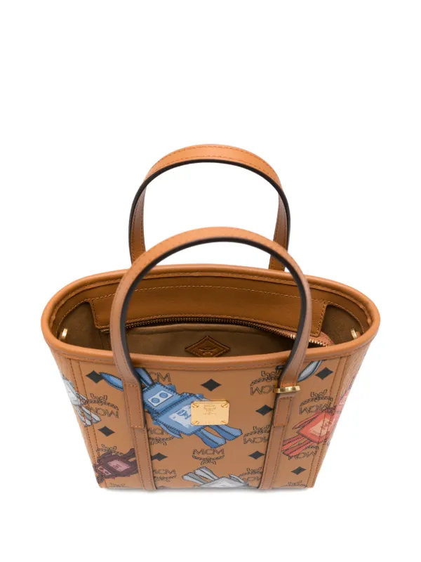 MCM Mini Toni robot-motif Tote Bag | Brown | FARFETCH