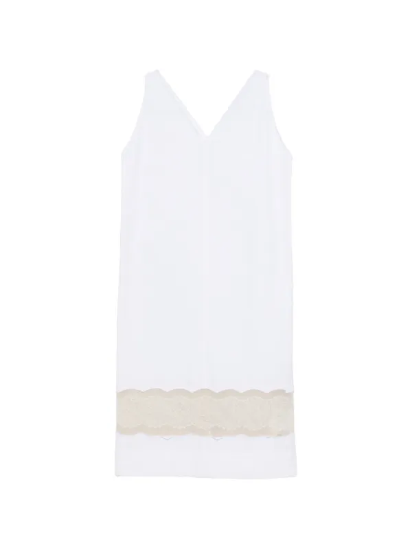 Carven V-neck Lace Midi Dress in White