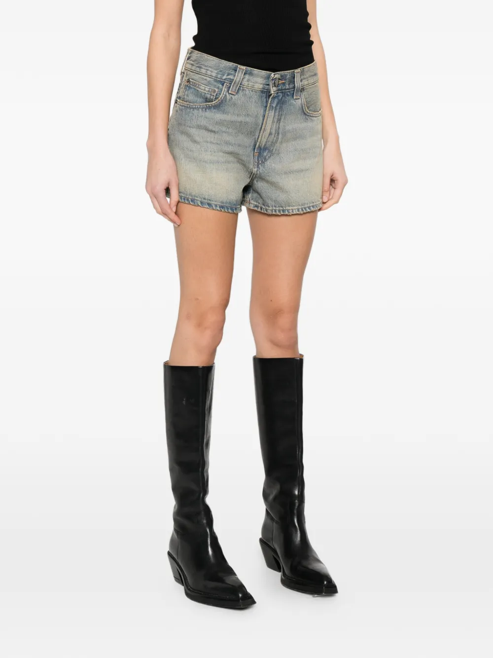  Haikure Pocket Denim Shorts - Blue 