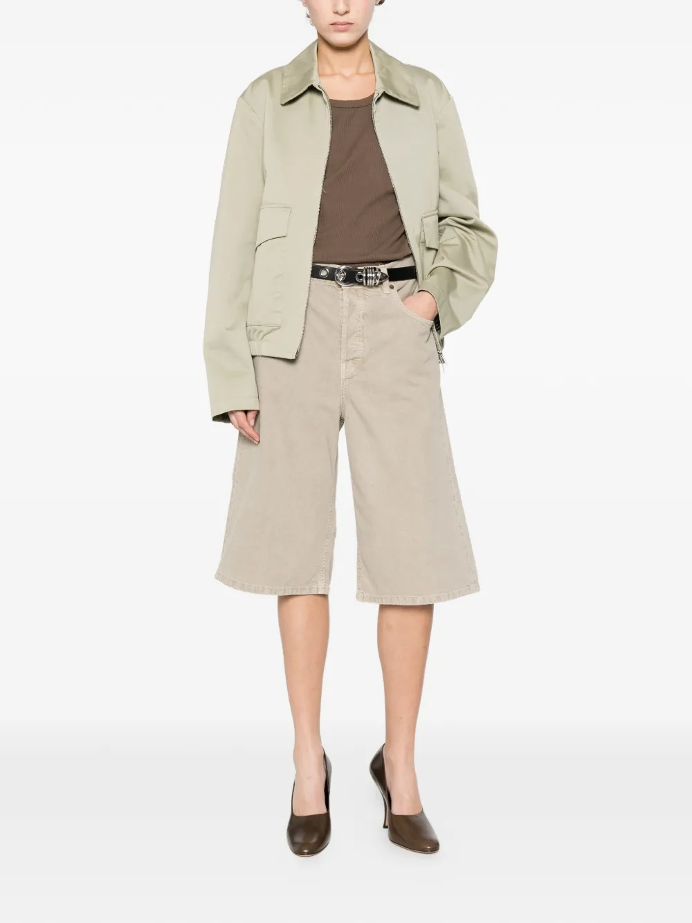  Haikure Button Bermuda Shorts - Neutrals 
