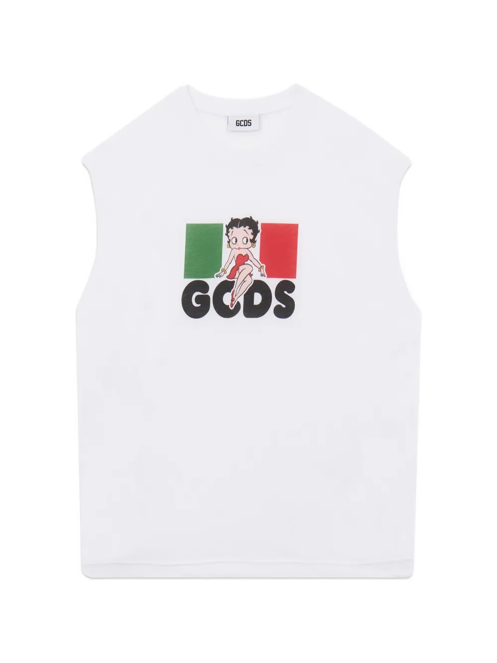 GCDS x Betty Boop sleeveless cotton T-shirt - Bianco