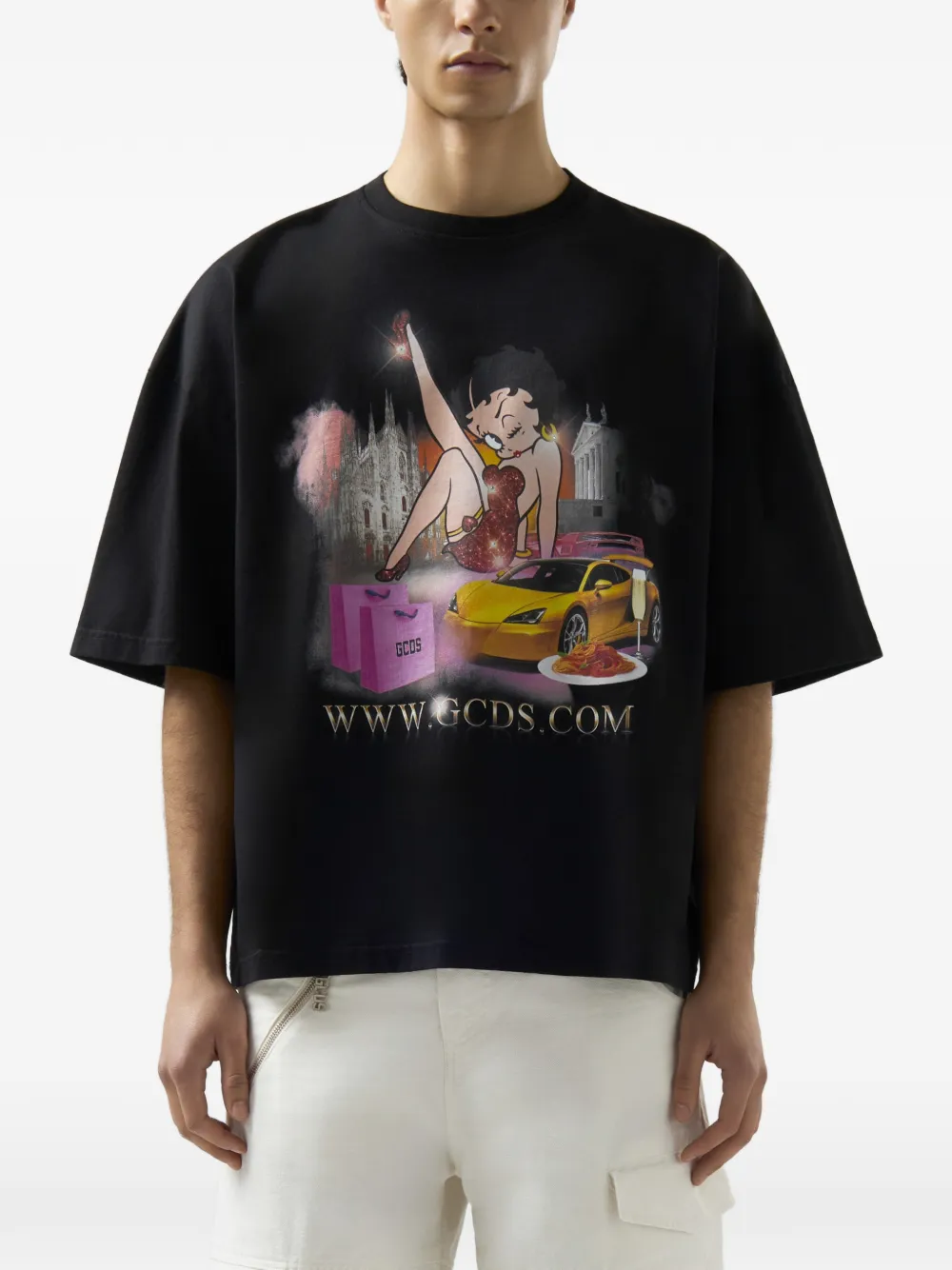 GCDS x Betty Boop katoenen T-shirt Zwart