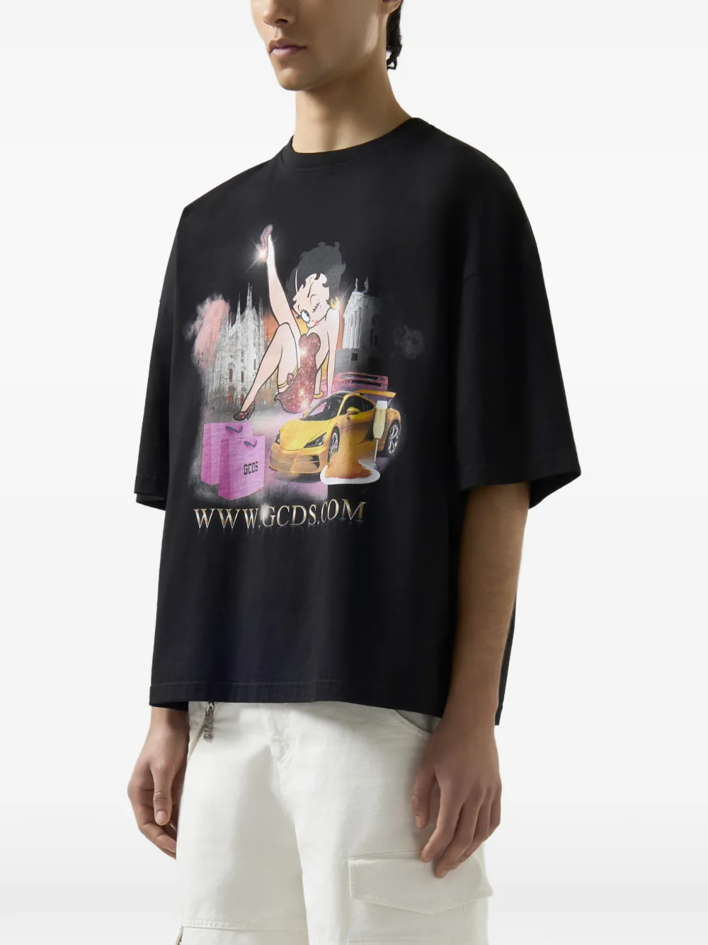 GCDS x Betty Boop katoenen T-shirt Zwart