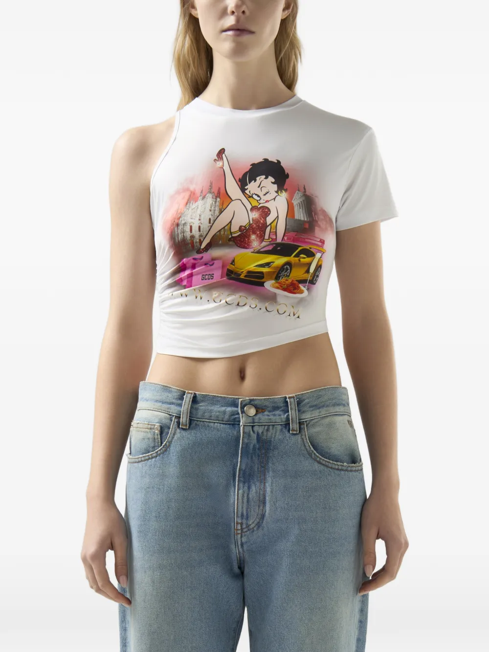  Gcds Betty Boop Asymmetrical T-shirt - White 
