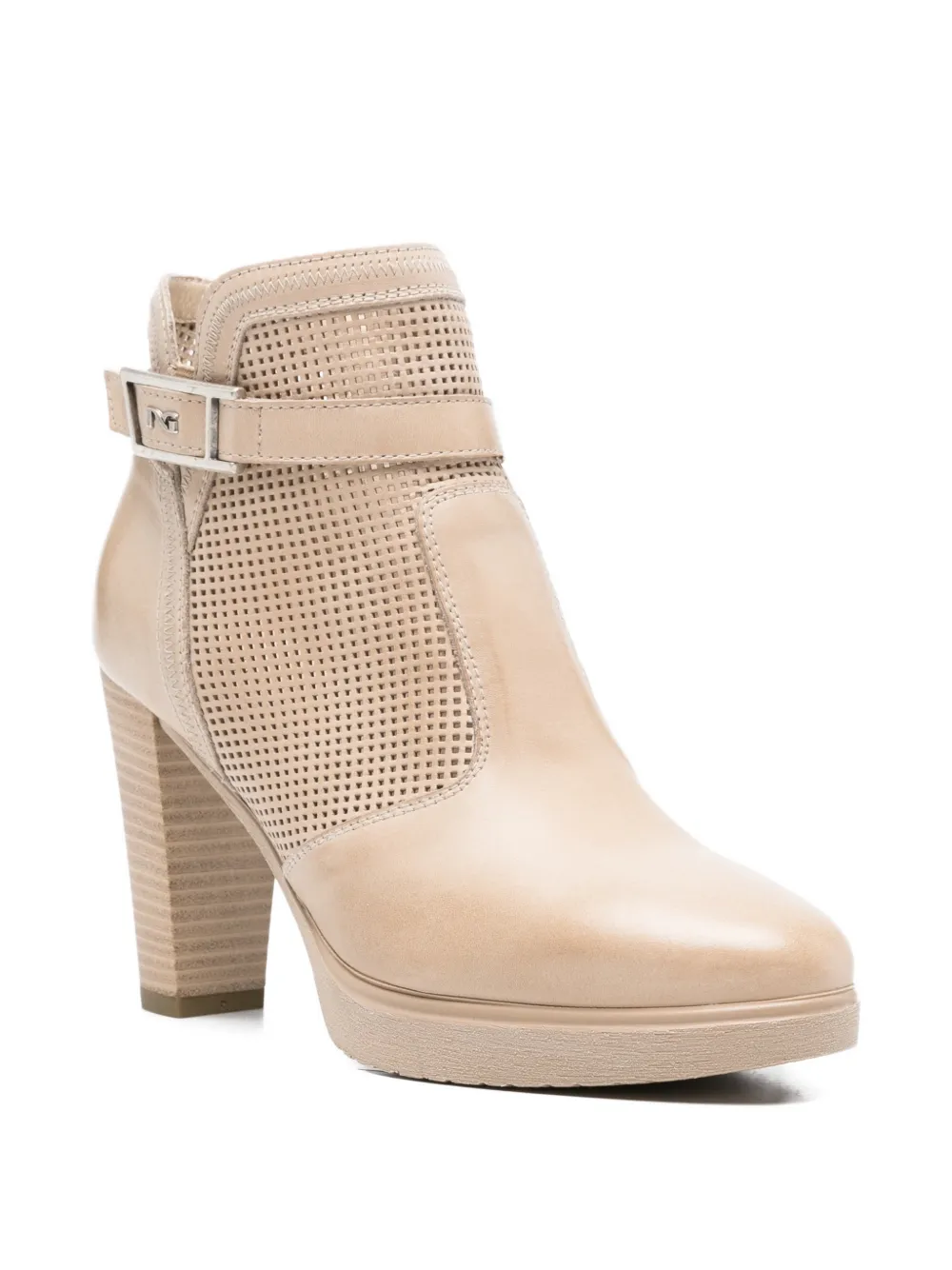  Nero Giardini Perforated Buckled Leather Boots - Neutrals 