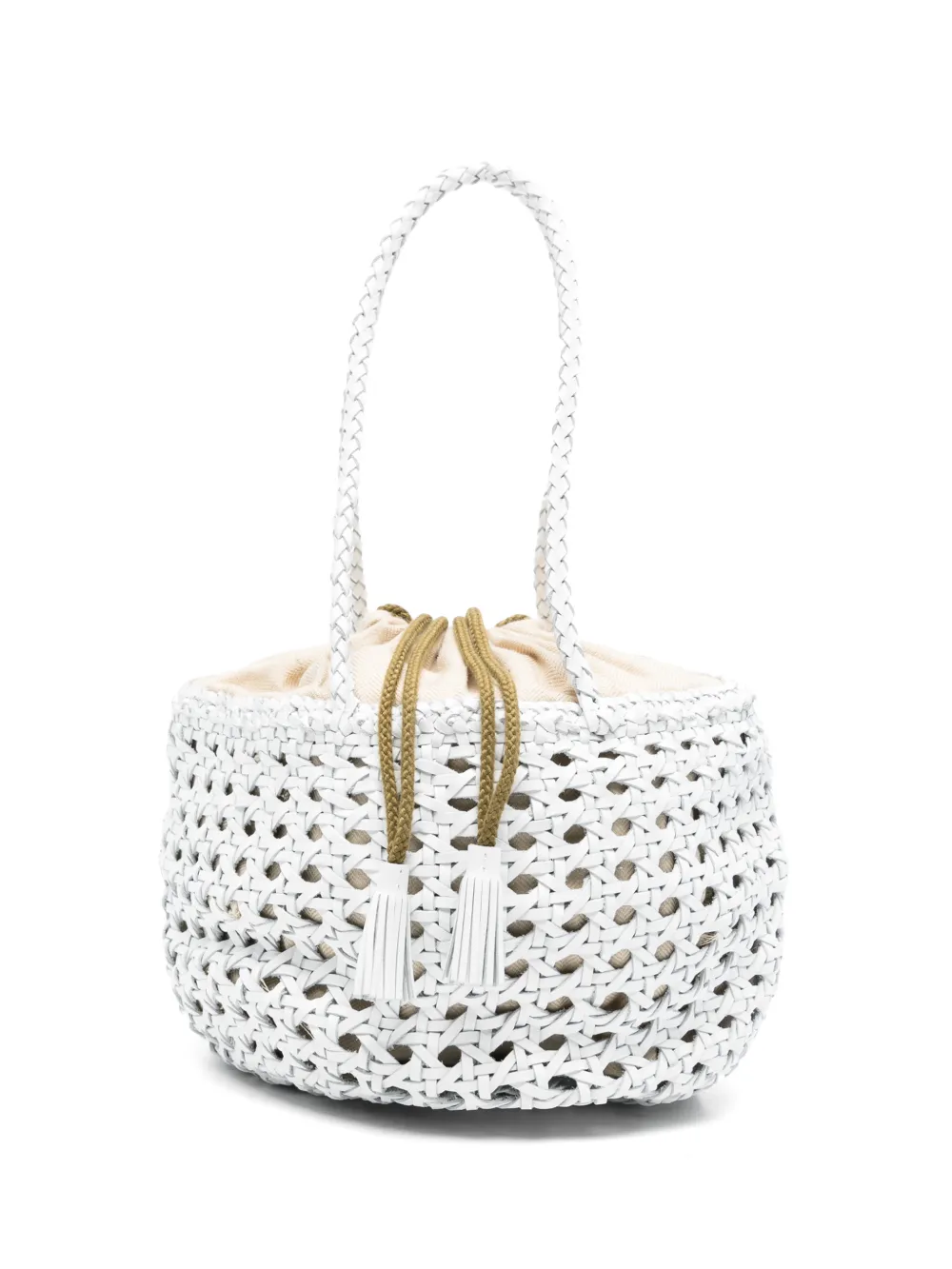 DRAGON DIFFUSION Joventus woven tassel tote bag - Bianco