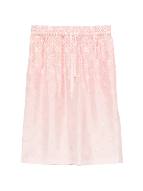 Casablanca Monogram Degrade Silk Skirt in Pink