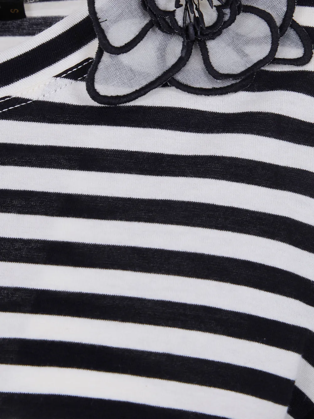 Seventy Gestreept T-shirt met bloemendetail Zwart