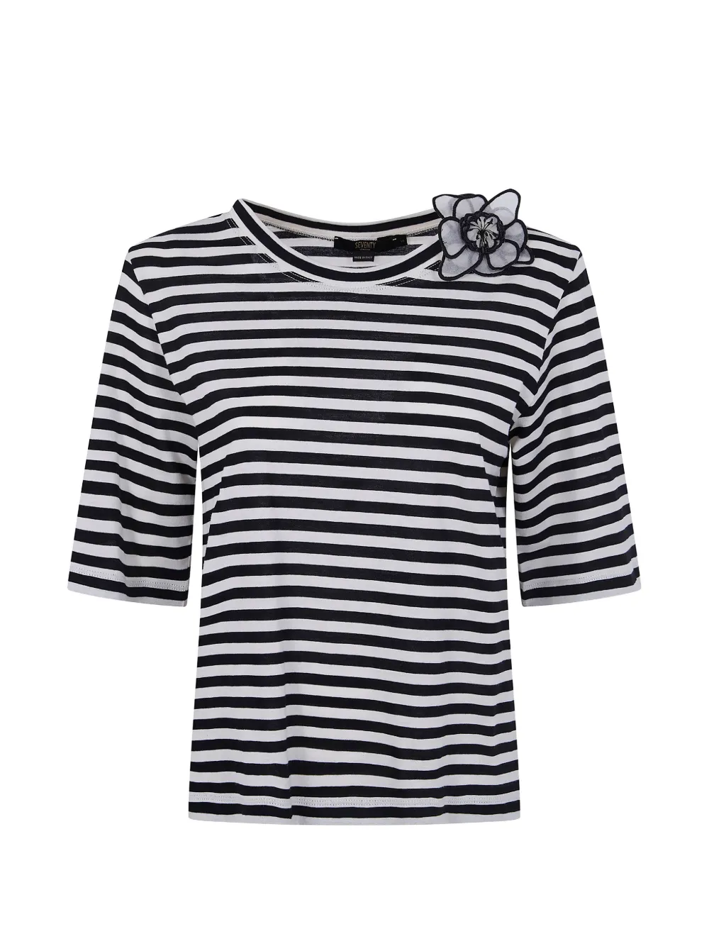 Seventy floral-detail striped T-shirt - Nero
