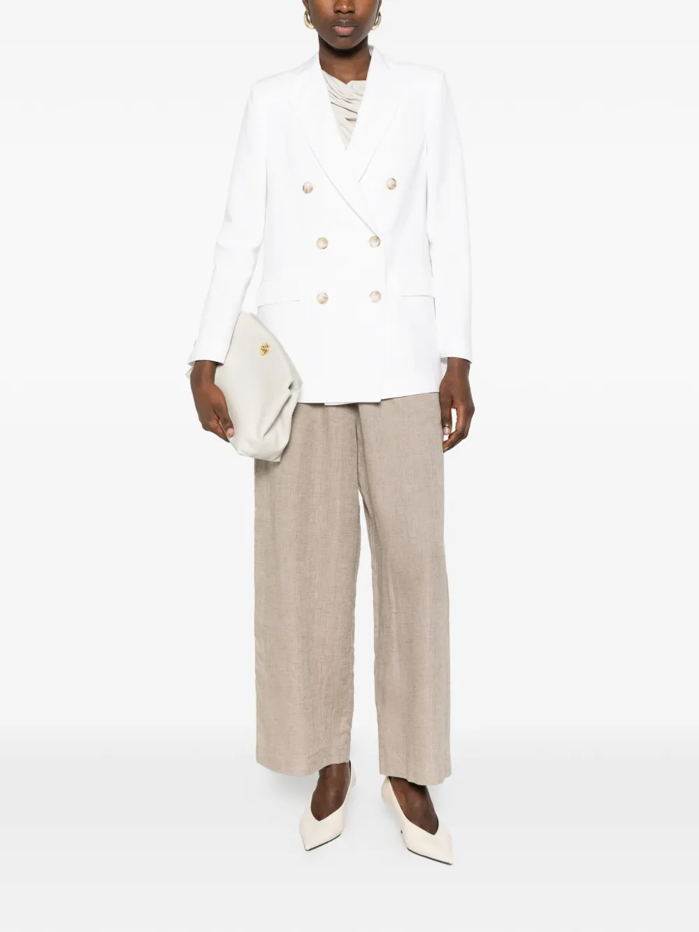  Drhope Double-breasted Blazer - White 