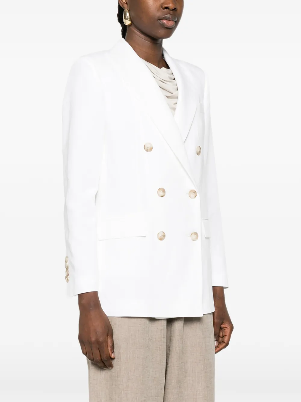  Drhope Double-breasted Blazer - White 