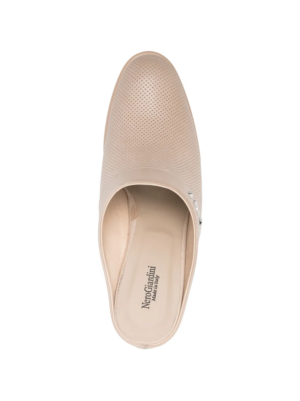 NERO GIARDINI Leren muiltjes met logodetail Beige